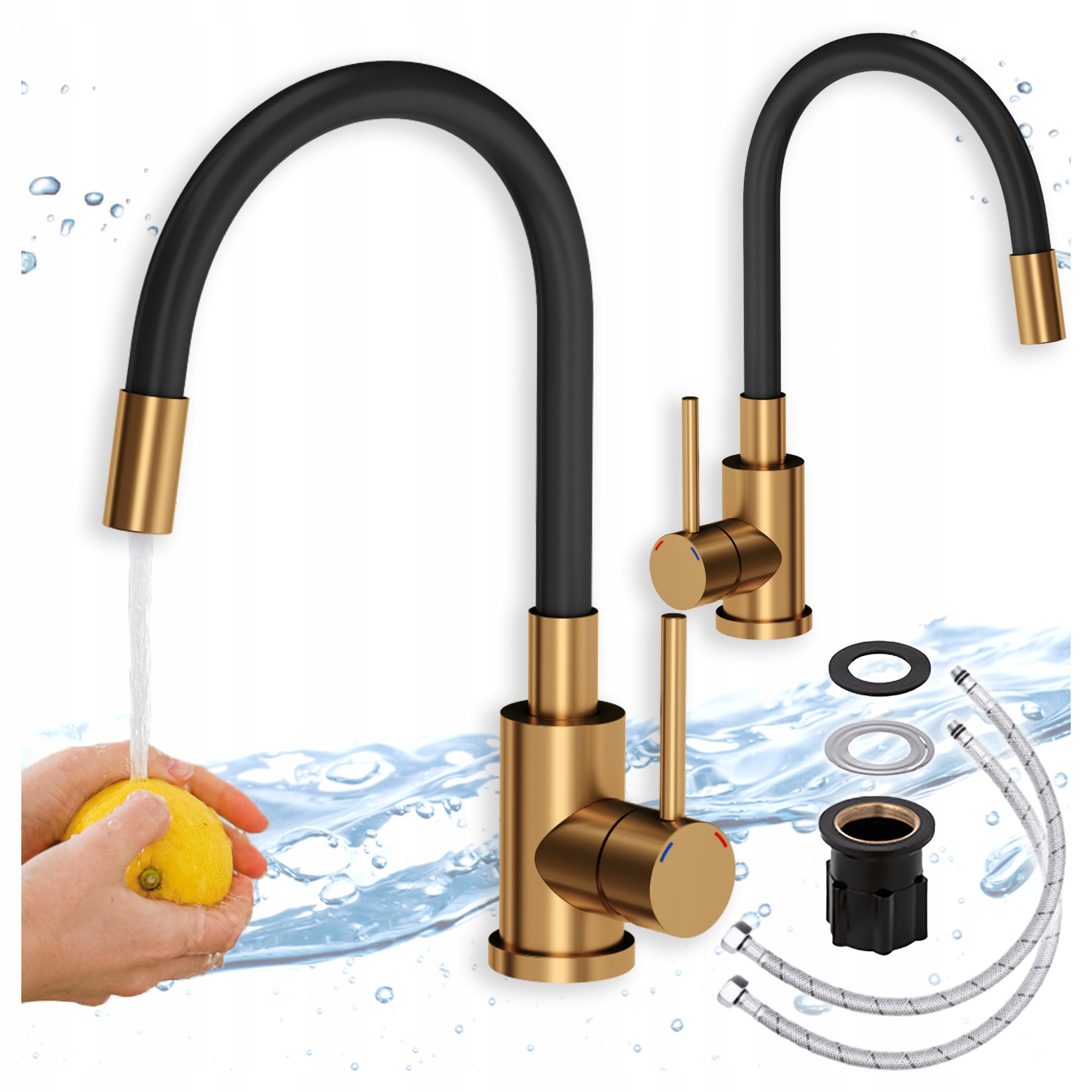 Kuchynská Bateria Masívna Stojaca Meď Elastická Ohybná Výtok čierna