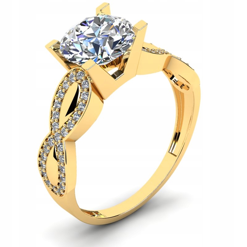 

Pierścionek Złoty Z Białym Topazem I Brylantami