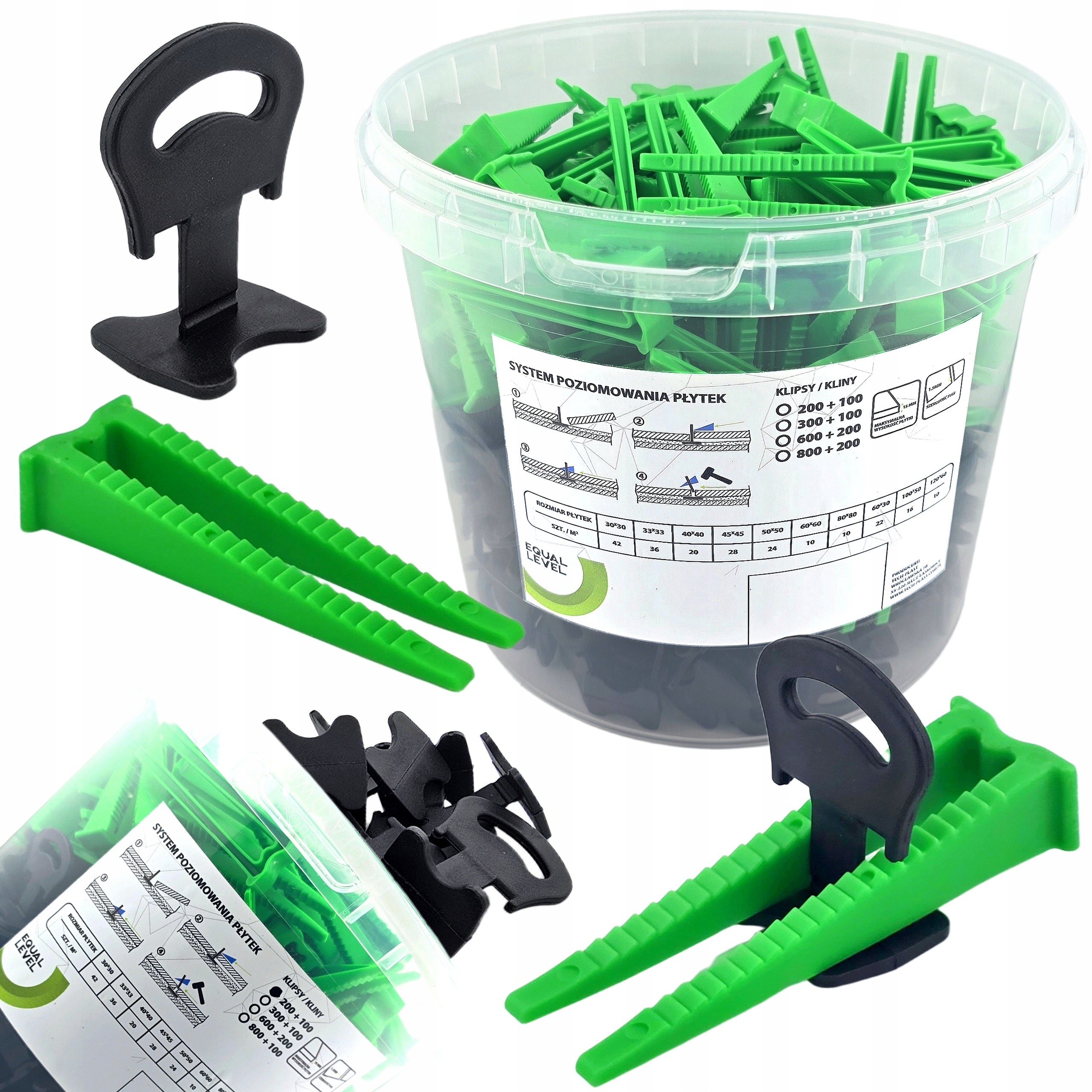 Systém Vyrovnávání Dlaždic Equal Level Sada 800 Klipů 1.5 MM 200 Klínů