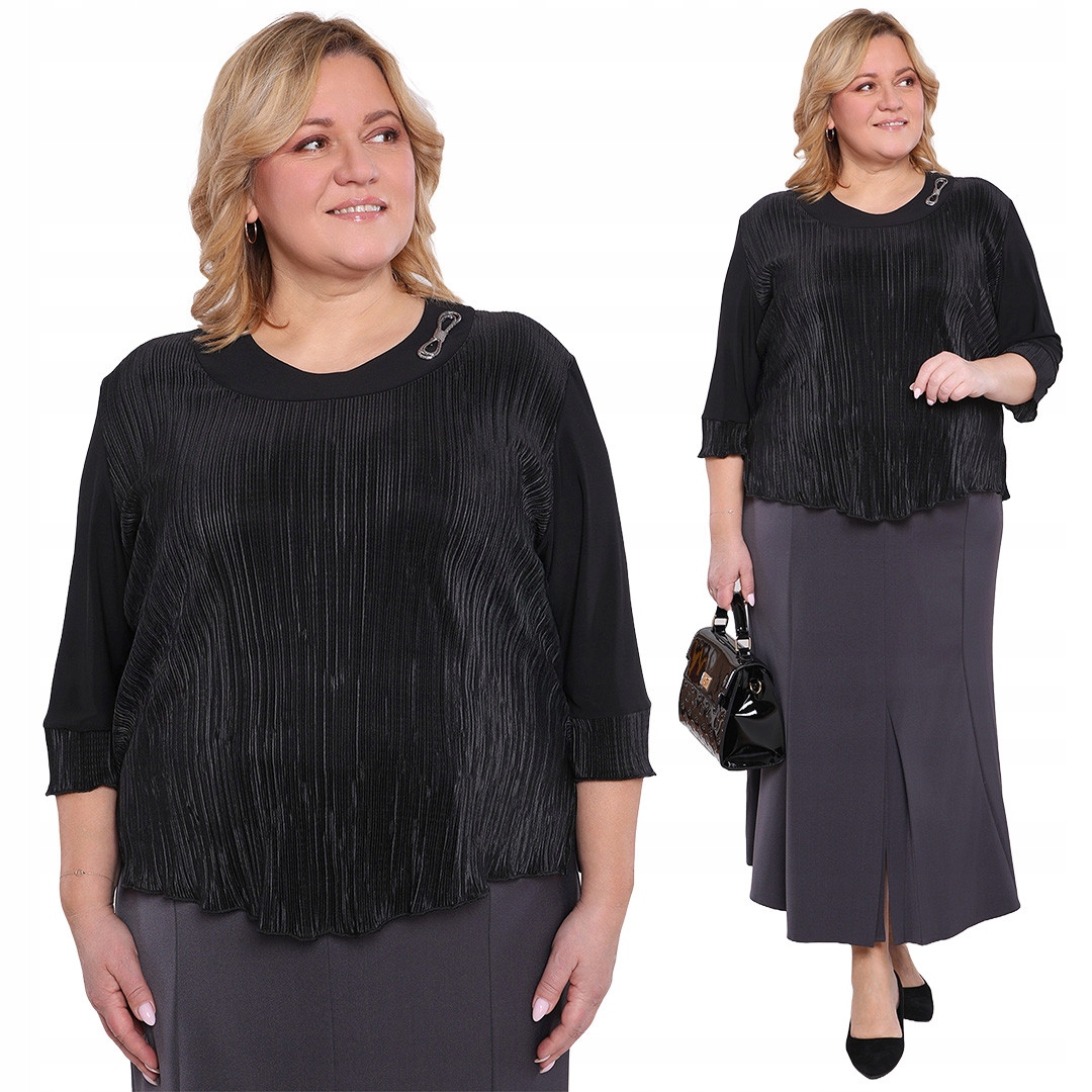 Černá vizitková halenka s plisováním 48/50