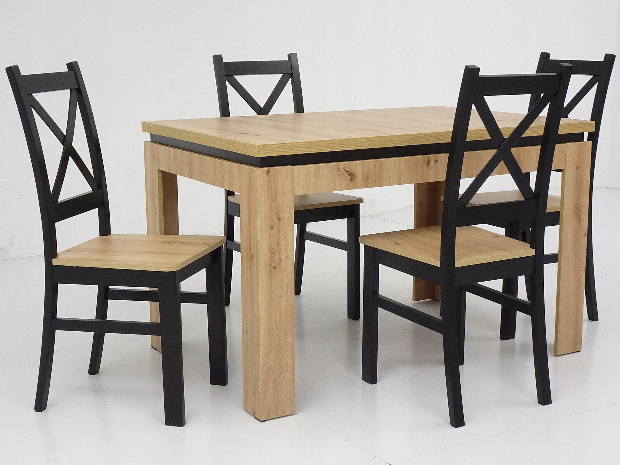Zestaw stół rozkładany i 4 krzesła krzyżak ARTISAN Marka Ada-meble