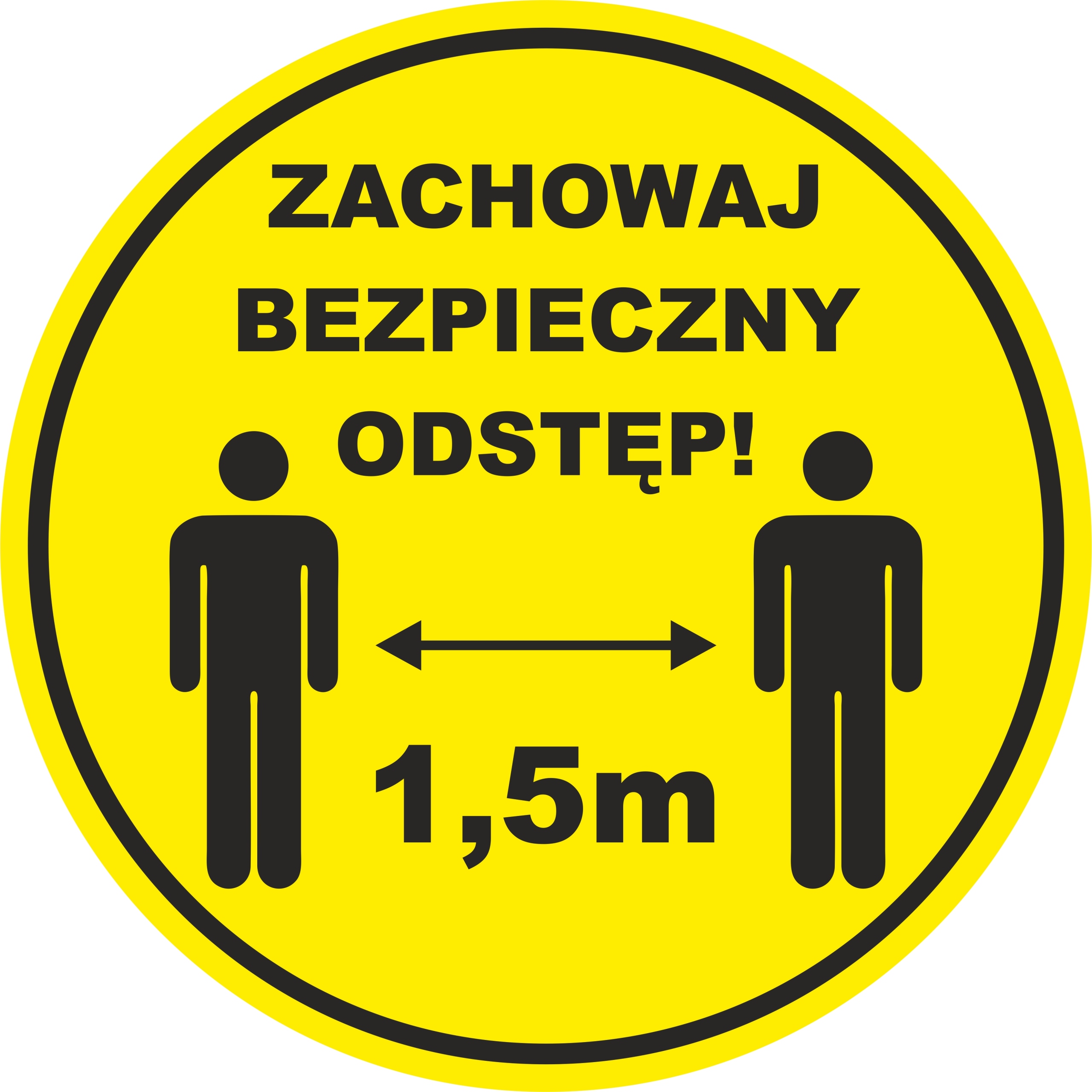 Naklejka ZACHOWAJ ODSTĘP BEZPIECZNA ODLEGŁOŚĆ 1,5m