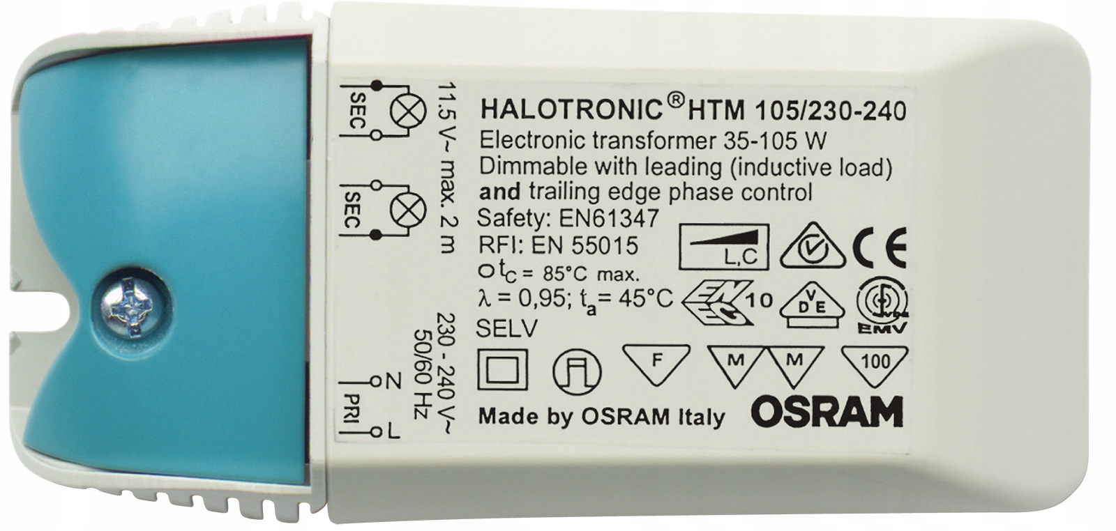 

Zasilacz Halogenowy Ściemniacz 35-105W Osram Htm