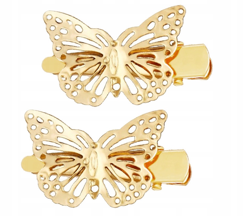 

Spinki Klamerki Do Włosów Złote Motyle Ażur 2 szt