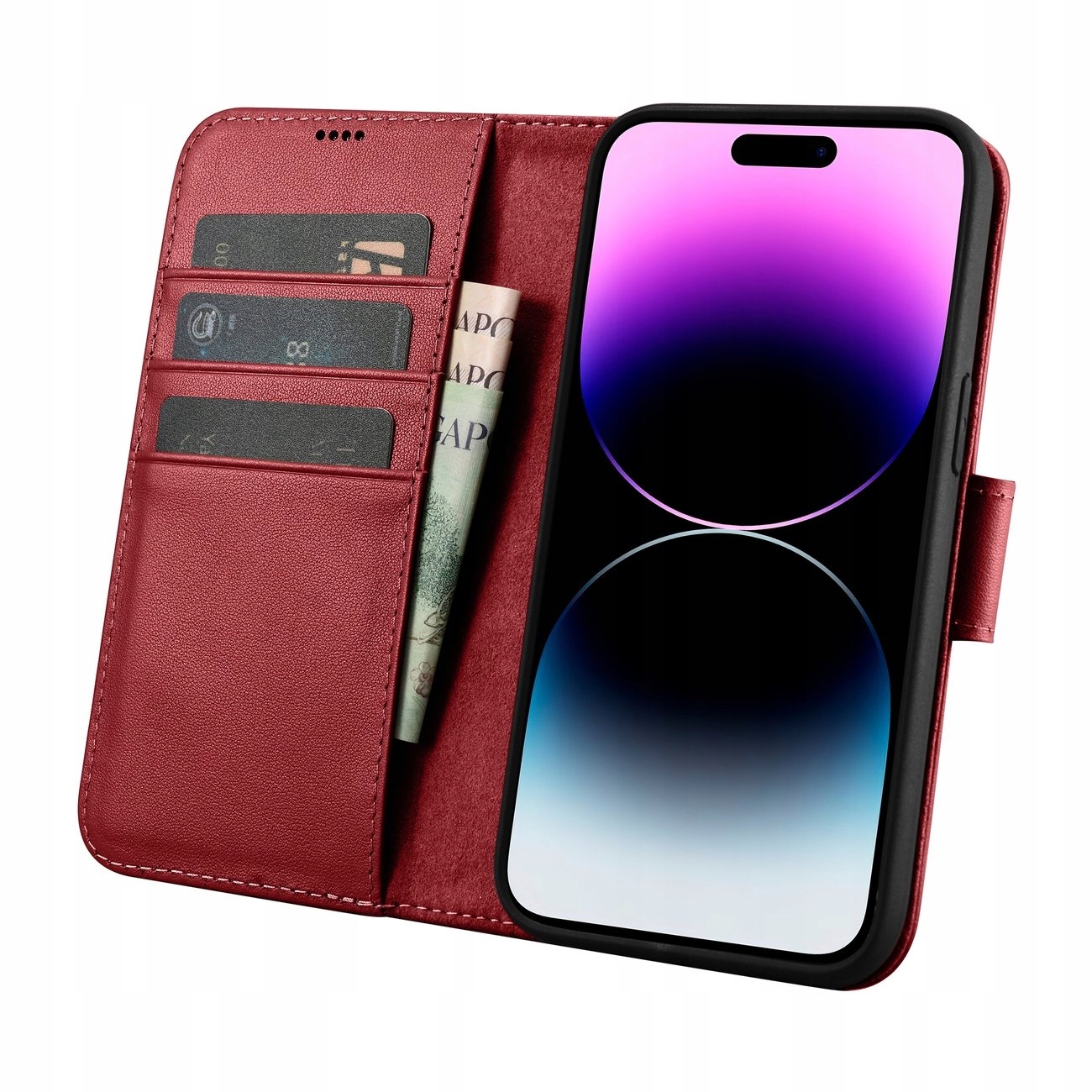 etui skórzany pokrowiec z klapką iPhone 14 Pro Max Anti-RFID Wallet Case