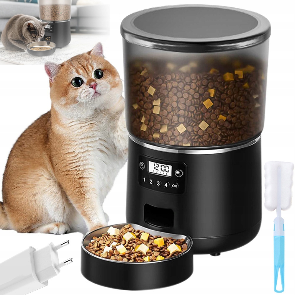 Levně Automatický Dávkovač Krmiva Pro Kočky, Krmítko Pro Psy 4L, Odstranitelný, Velká Kapacita