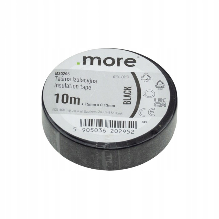 Taśma izolacyjna 15 mm x 10 m czarna mocna