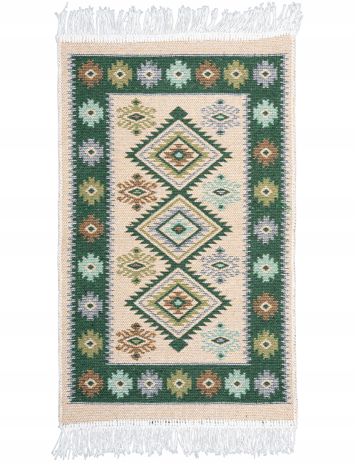 

Dywanik Kilim tkany boho frędzle 50x80cm zielony
