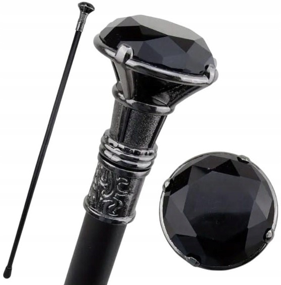 Laska metalowa ozdobna Diament Czarna Wyjątkowa laska spacerowa