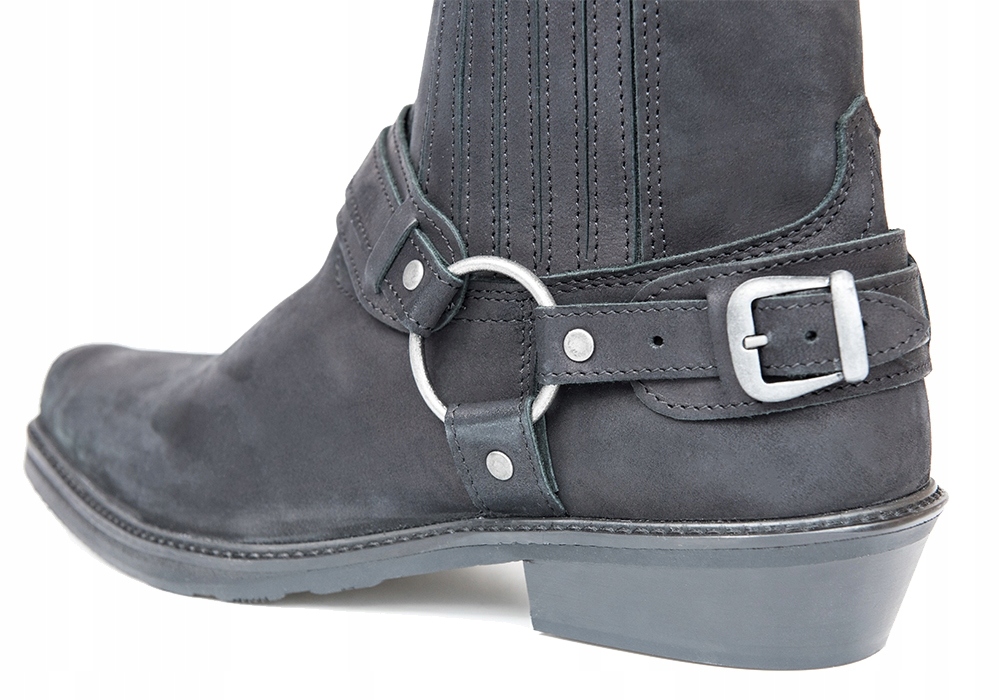 BUTY SKÓRZANE KOWBOJKI KAWALERYJKI MATOWE MOTOR 45 Model 140