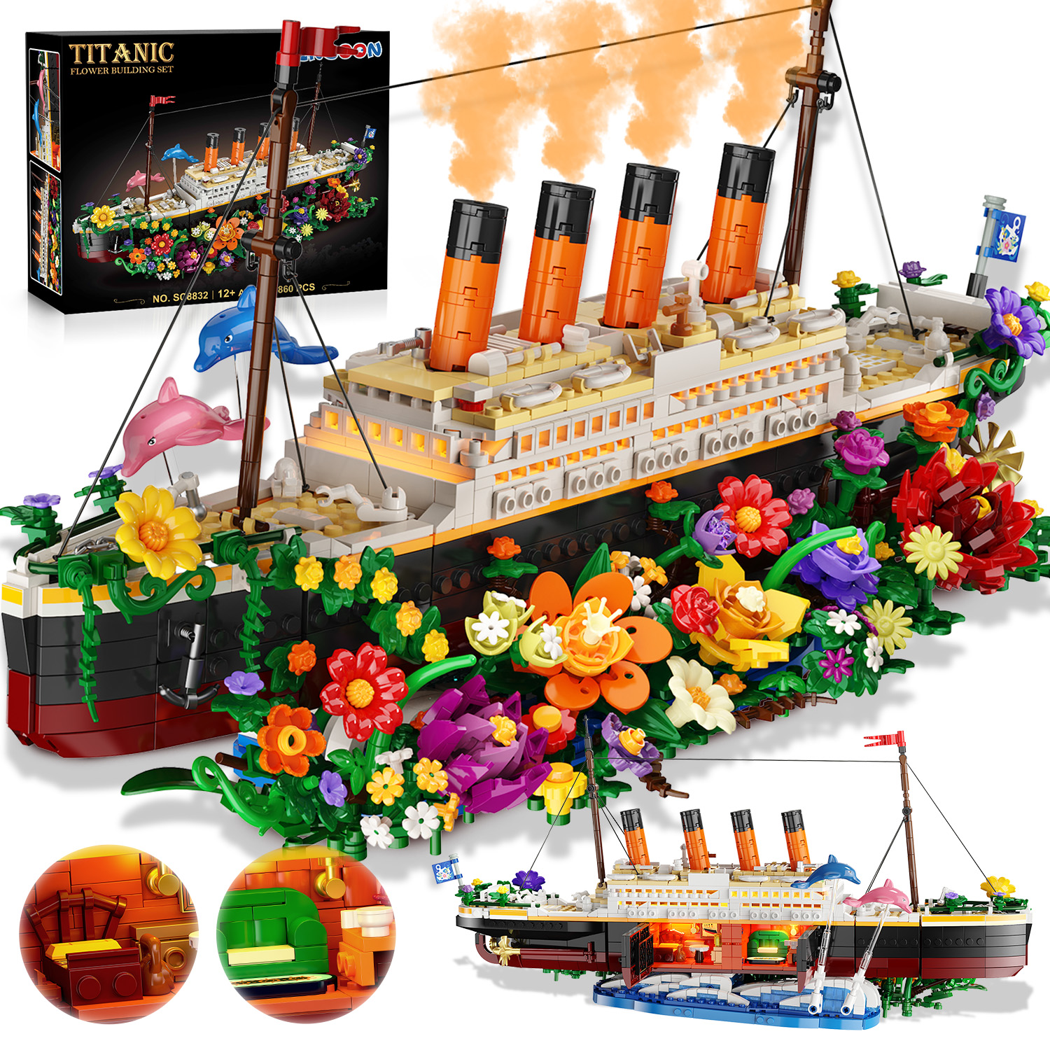 Klocki Titanic Statek Tytanik Wycieczkowiec Led 1860szt Zestaw Figurka