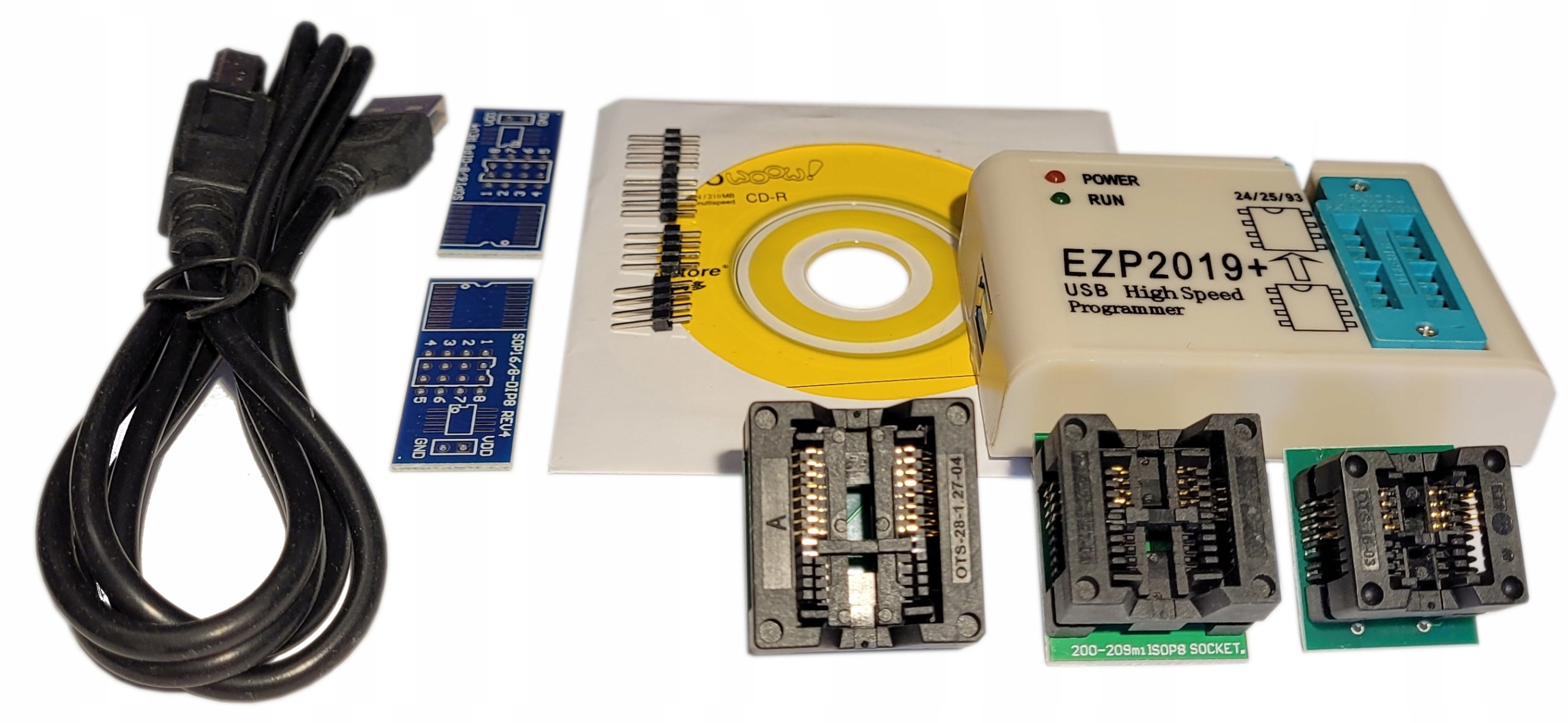 Programator uniwersalny EZP2019 USB MEGA zestaw adaptery + klips