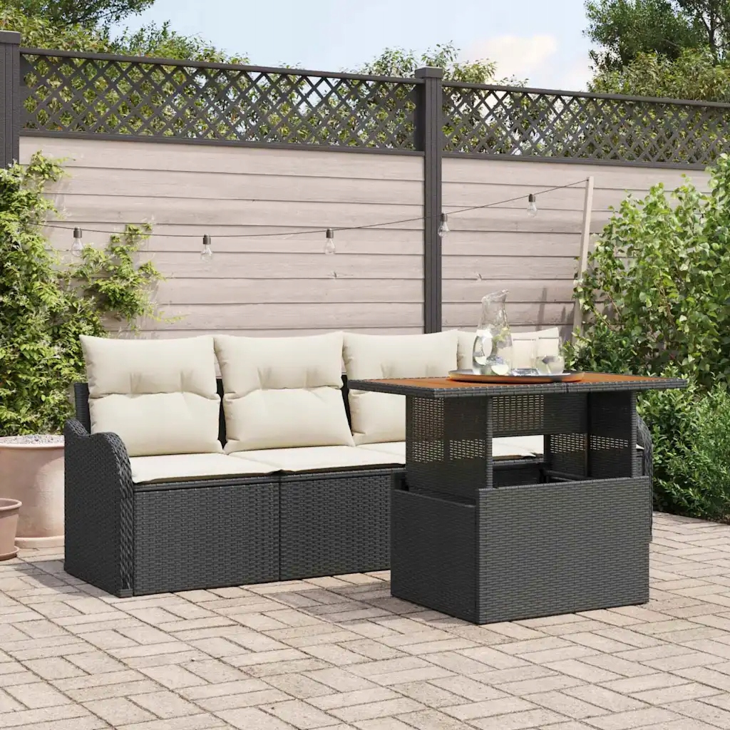 Sada zahradních pohovek 5 pcs Černá a krémová 100 x 55 x 73 cm Černá 334938