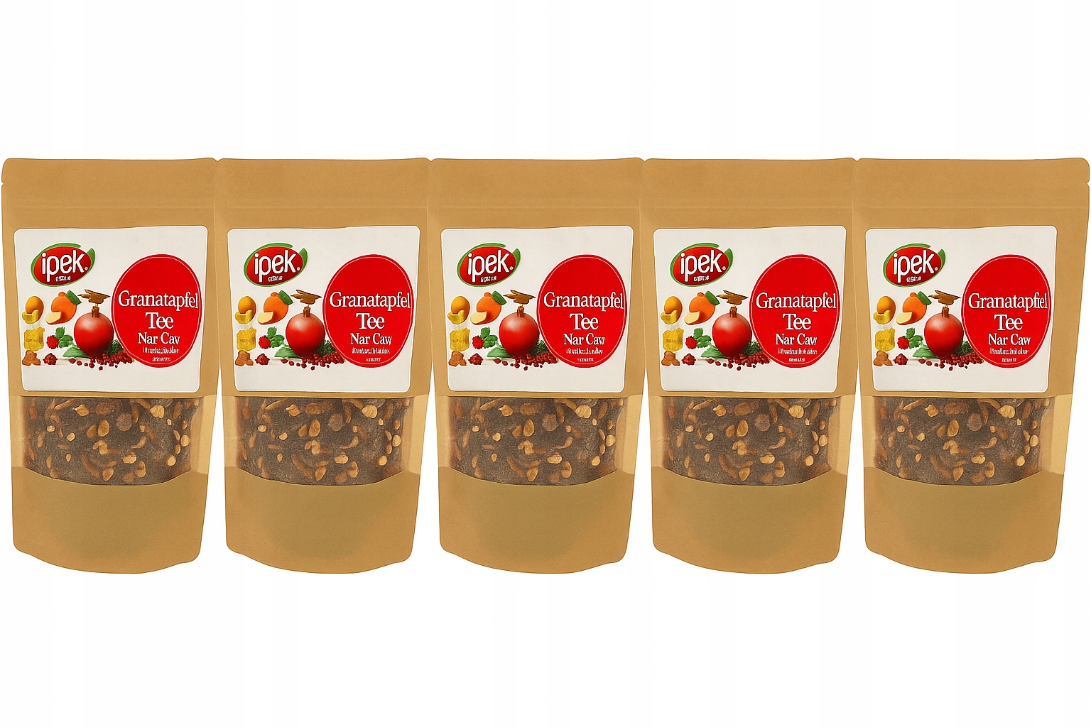 5x Černý čaj s granátovým jablkem 140 g, přírodní sušené ovoce