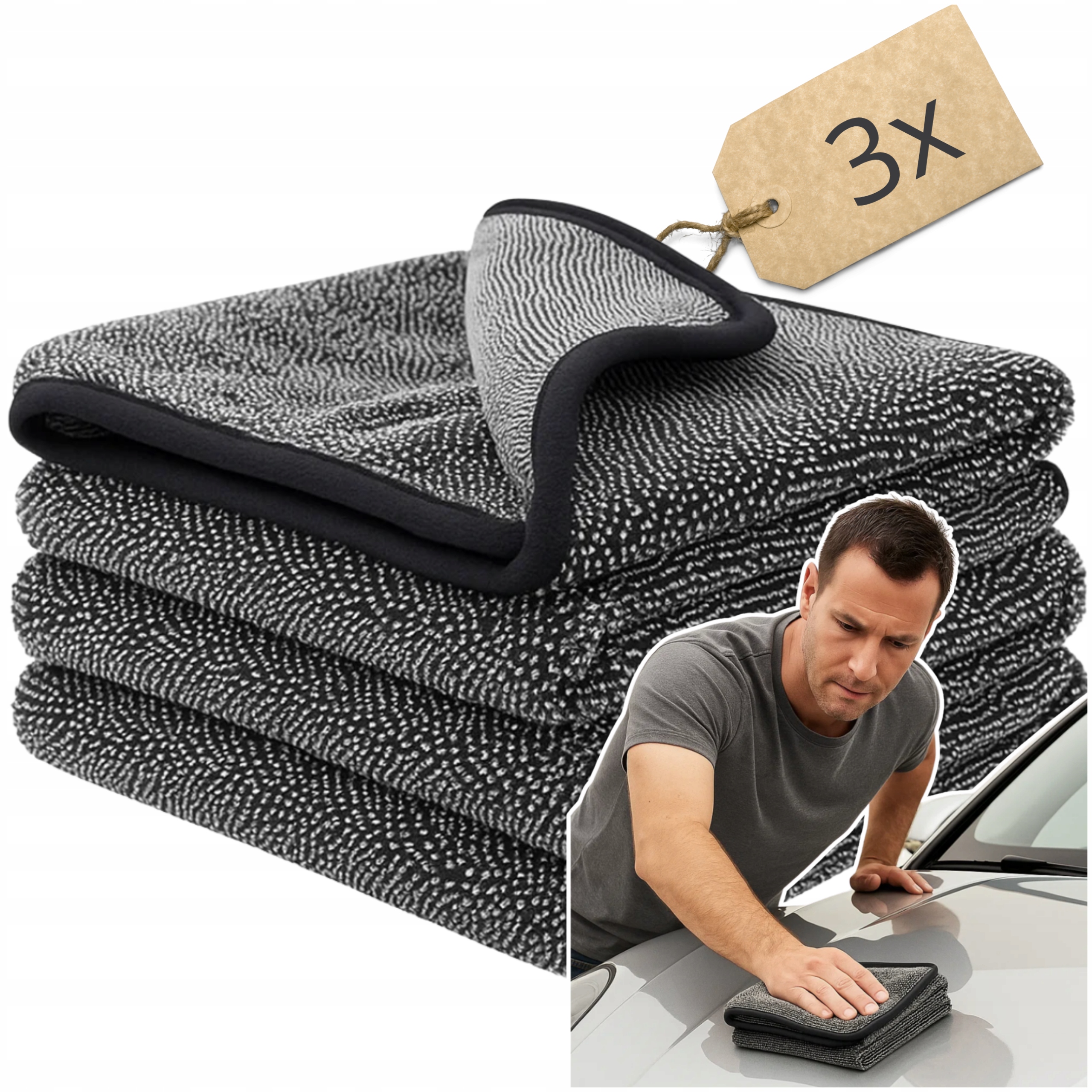 3x Ręcznik Do Osuszania Auta Lakieru Szybkoschnący Z Mikrofibry 50X60 CM