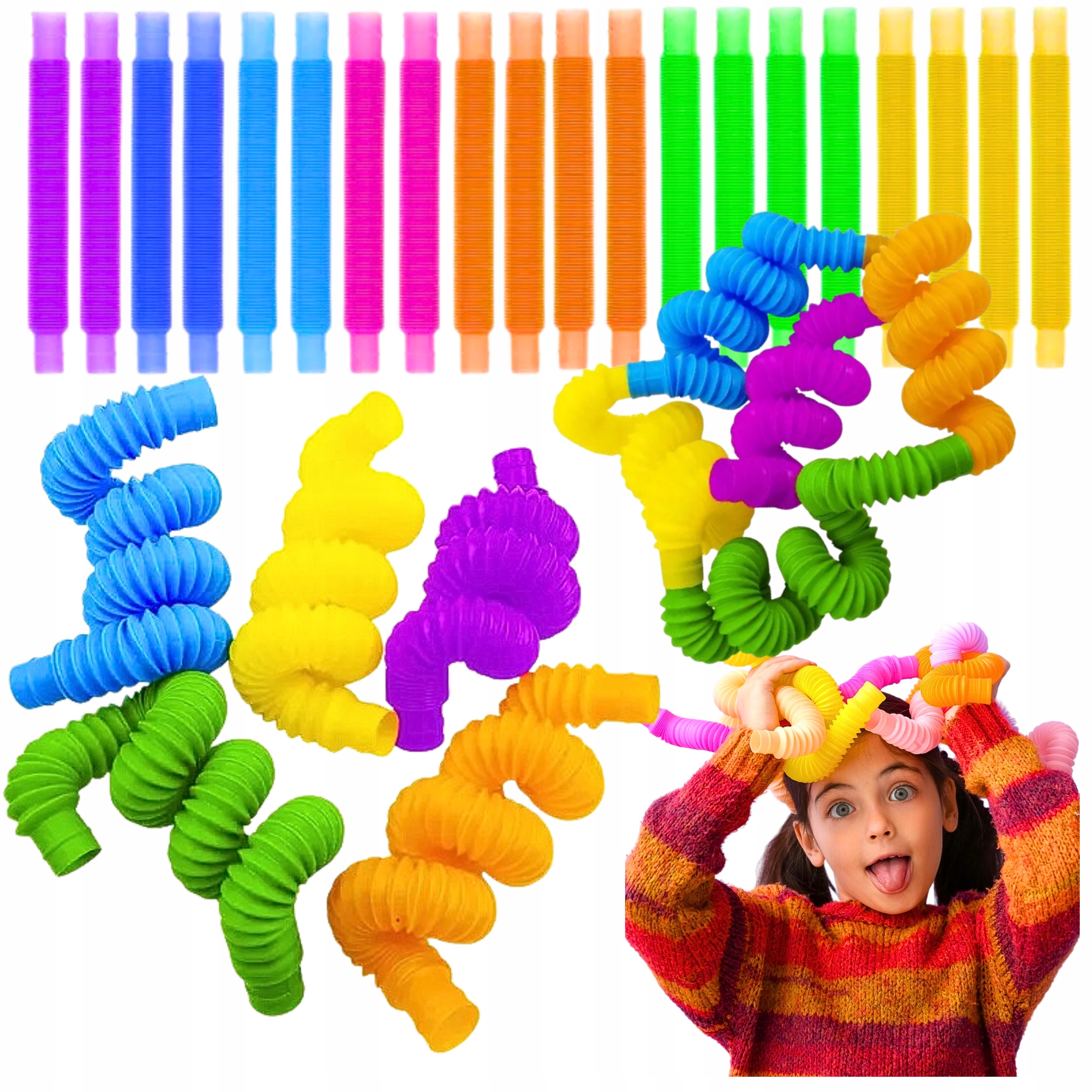 ZESTAW RUREK RURKI TUBY SENSORYCZNE EDUKACYJNE POP TUBE XXL DLA DZIECi