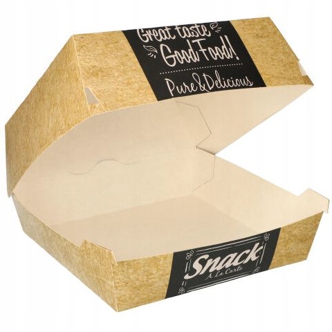 Obaly na hamburgery papírové krabičky na jedno použití 15x15x9 cm 50 Ks.