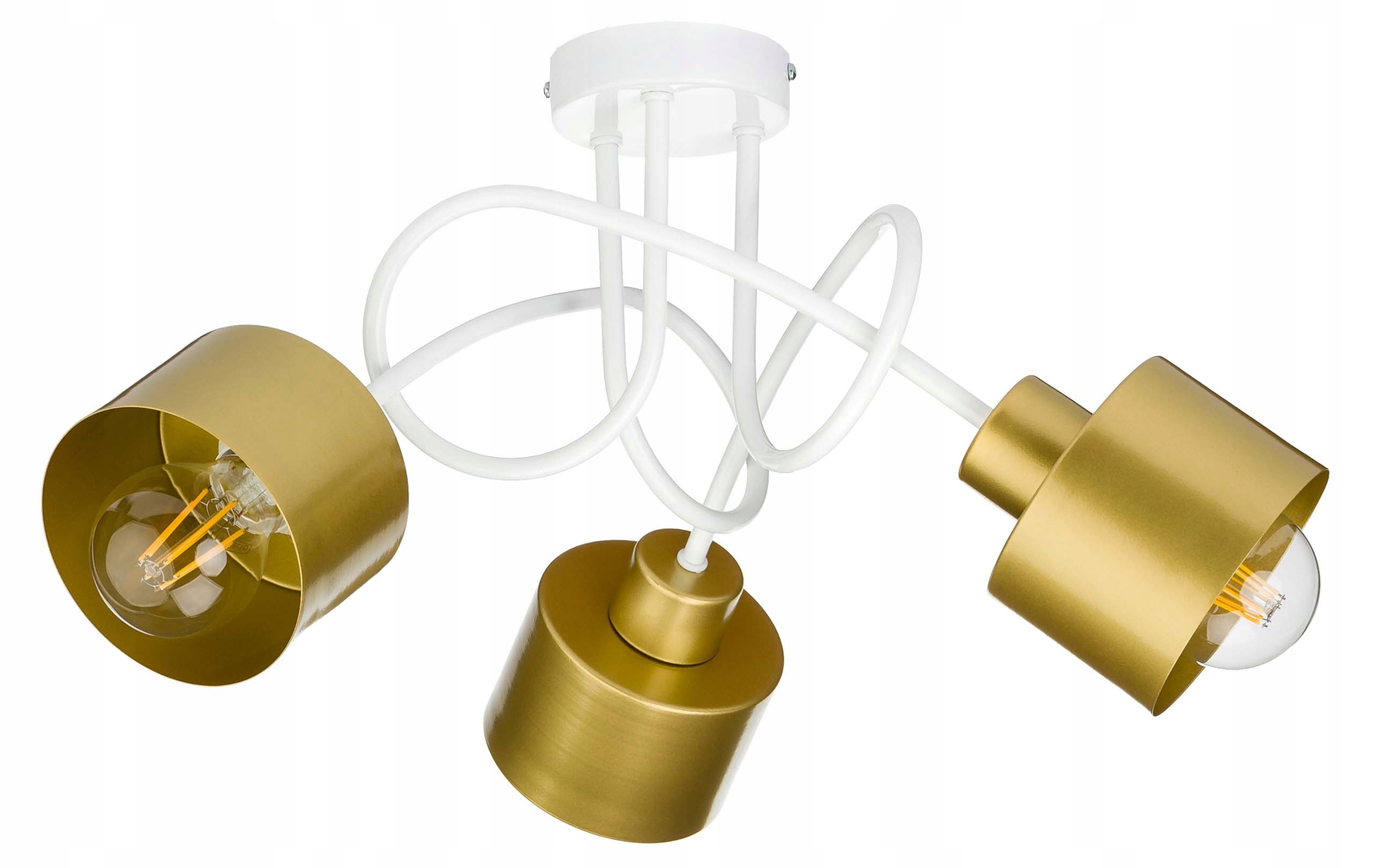 Stropní svítidlo závěsný lustr Loft kudrnatý kovový hrnek na 3x E27 zlatý