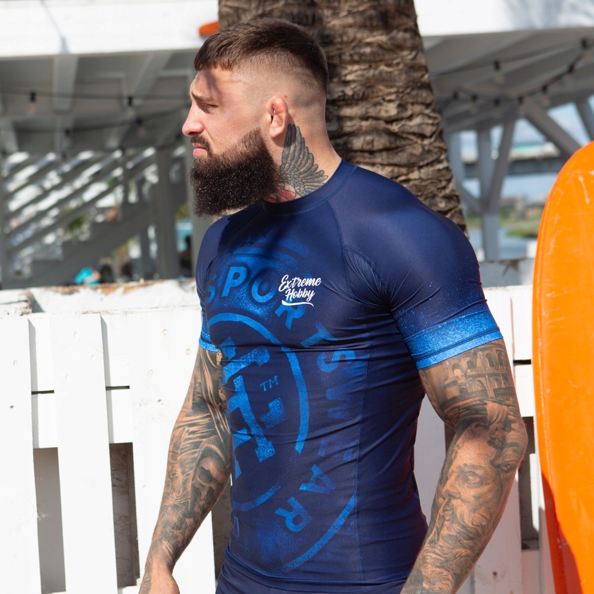 Koszulka Sportowa Męska Rashguard na siłownię EXTREME HOBBY BADGE XL Rozmiar XL