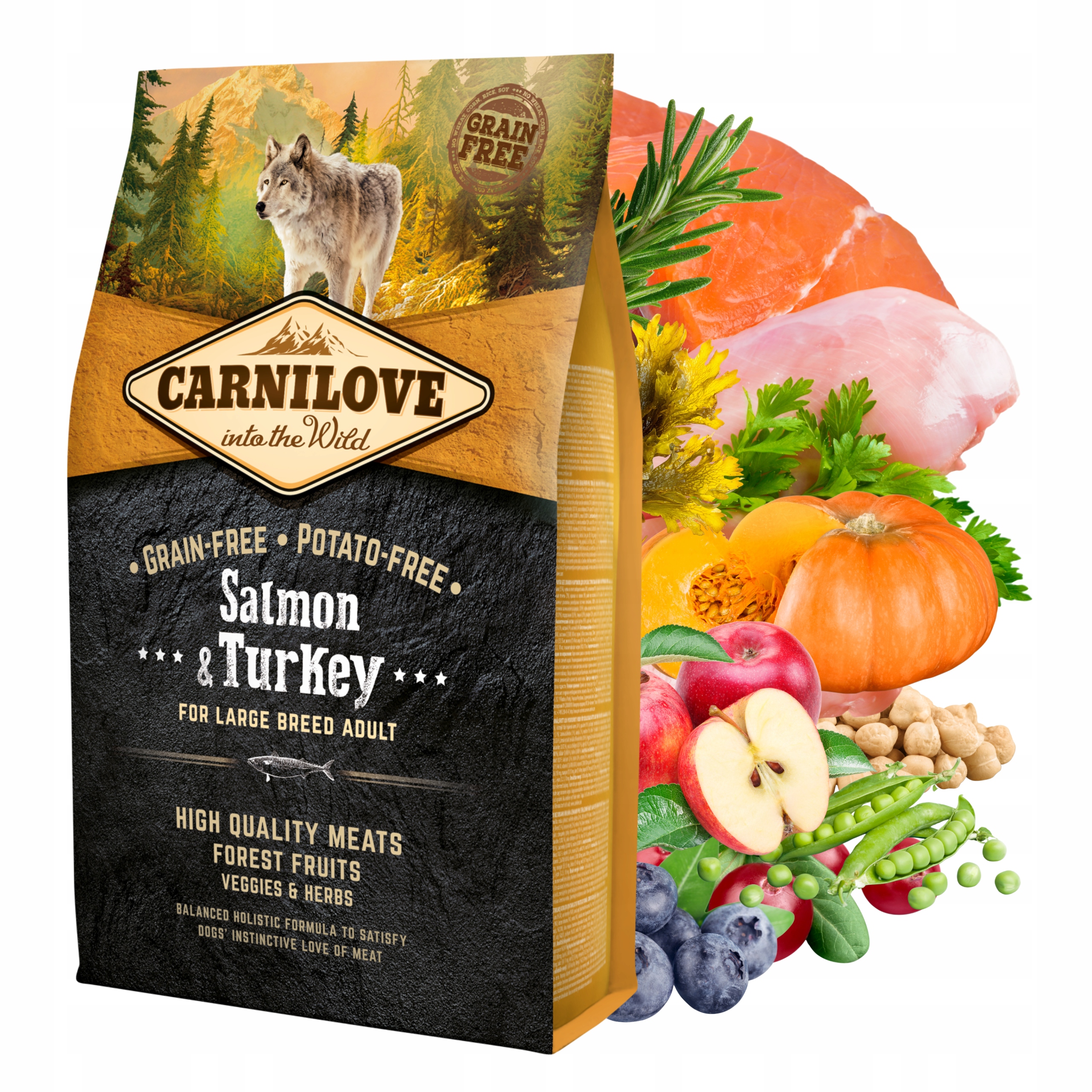 Levně Carnilove krmivo pro psa losos krůta velkých plemen 4 kg bez obilovin