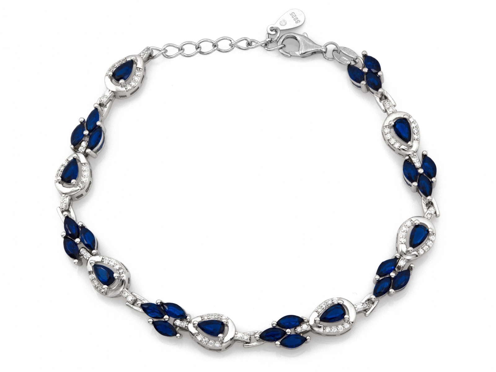 Dámský náramek ze stříbra 925 Kapky safírové zirkony jako dárek 20