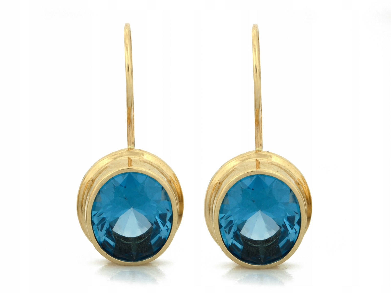 Ženské Náušnice Ze Zlata 585 na biglu s velkým oválným topazem pro ni