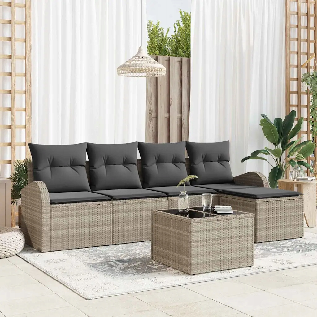 Sada zahradních pohovek 6 pcs Světle šedá Poly ratan Světle šedá 3346012