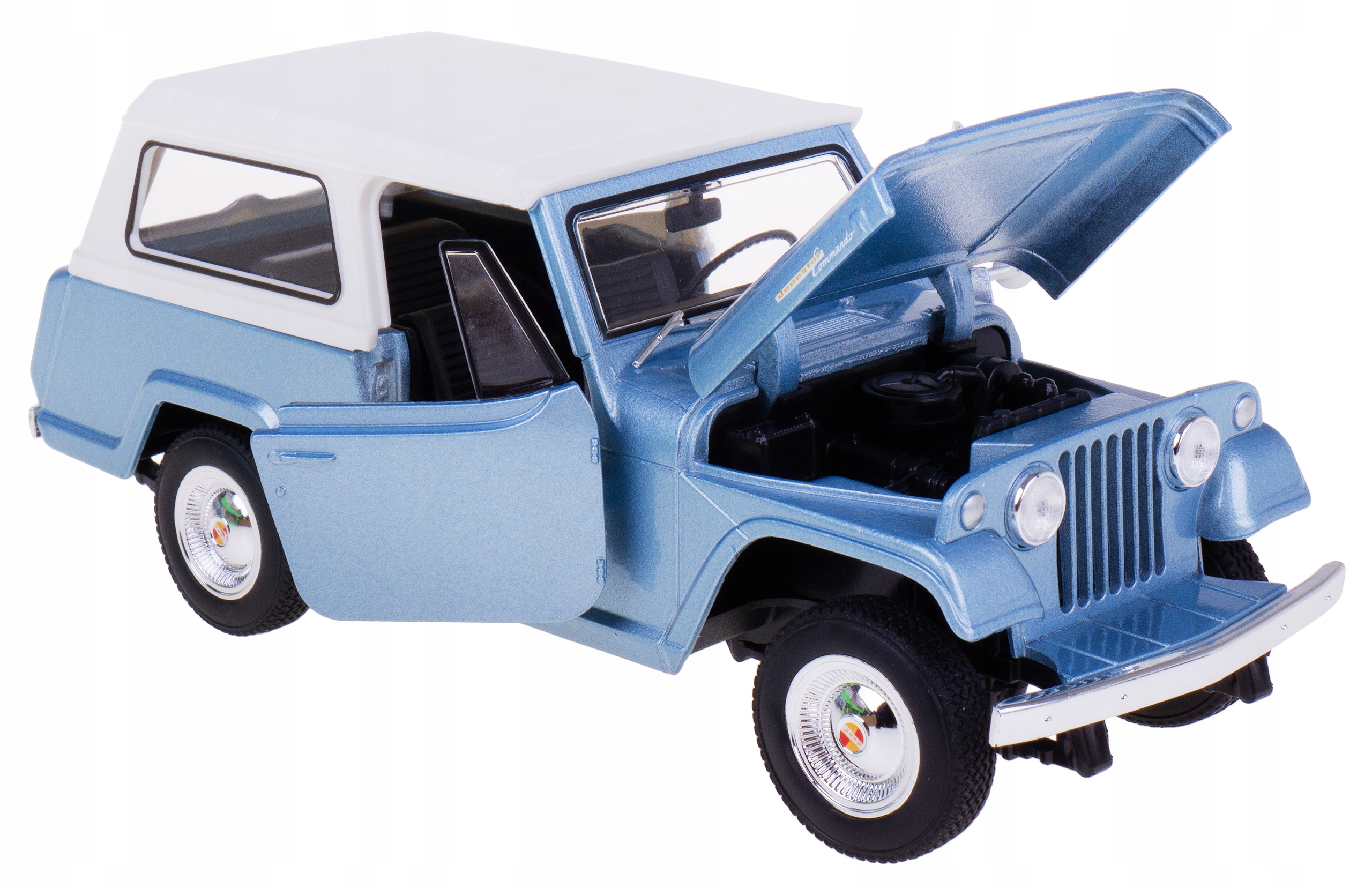 Jeep Jeepster Commando Station Wagon 1967 Model Kovový Welly 1:24 Světle Modrá