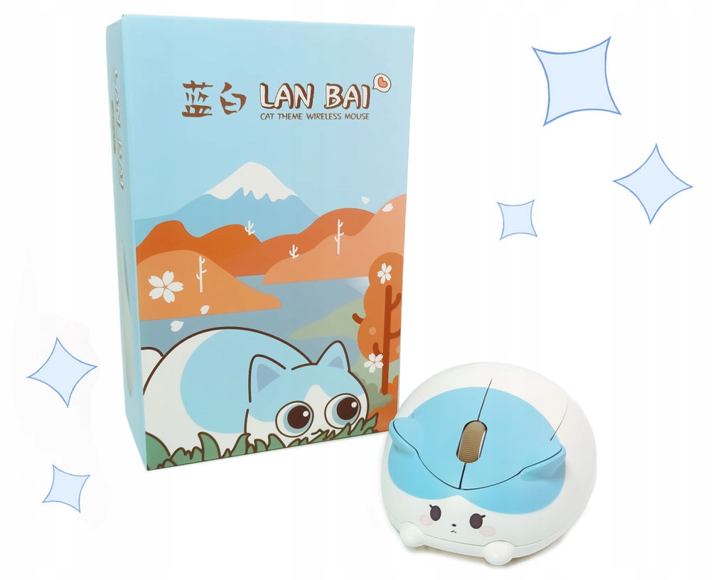 Ładna Kocia myszka do Laptopa Komputera Symetryczna Bezprzewodowa 2.4 ghz