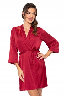 Donna Dámský Župan Krátký Mari Satén Červený Burgundský M/38
