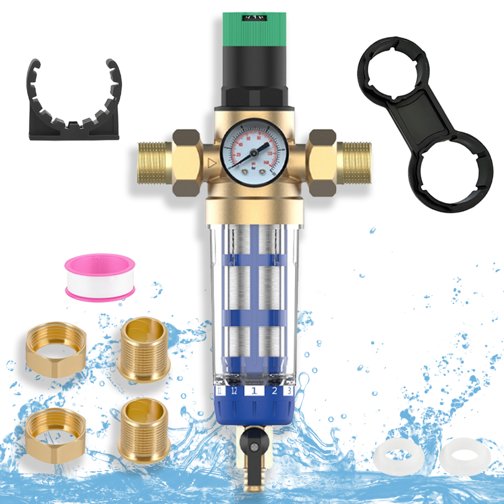 Reduktor Ciśnienia Wody 1 Cala 3/4 Manometr+filtr Długi Z Zaworem