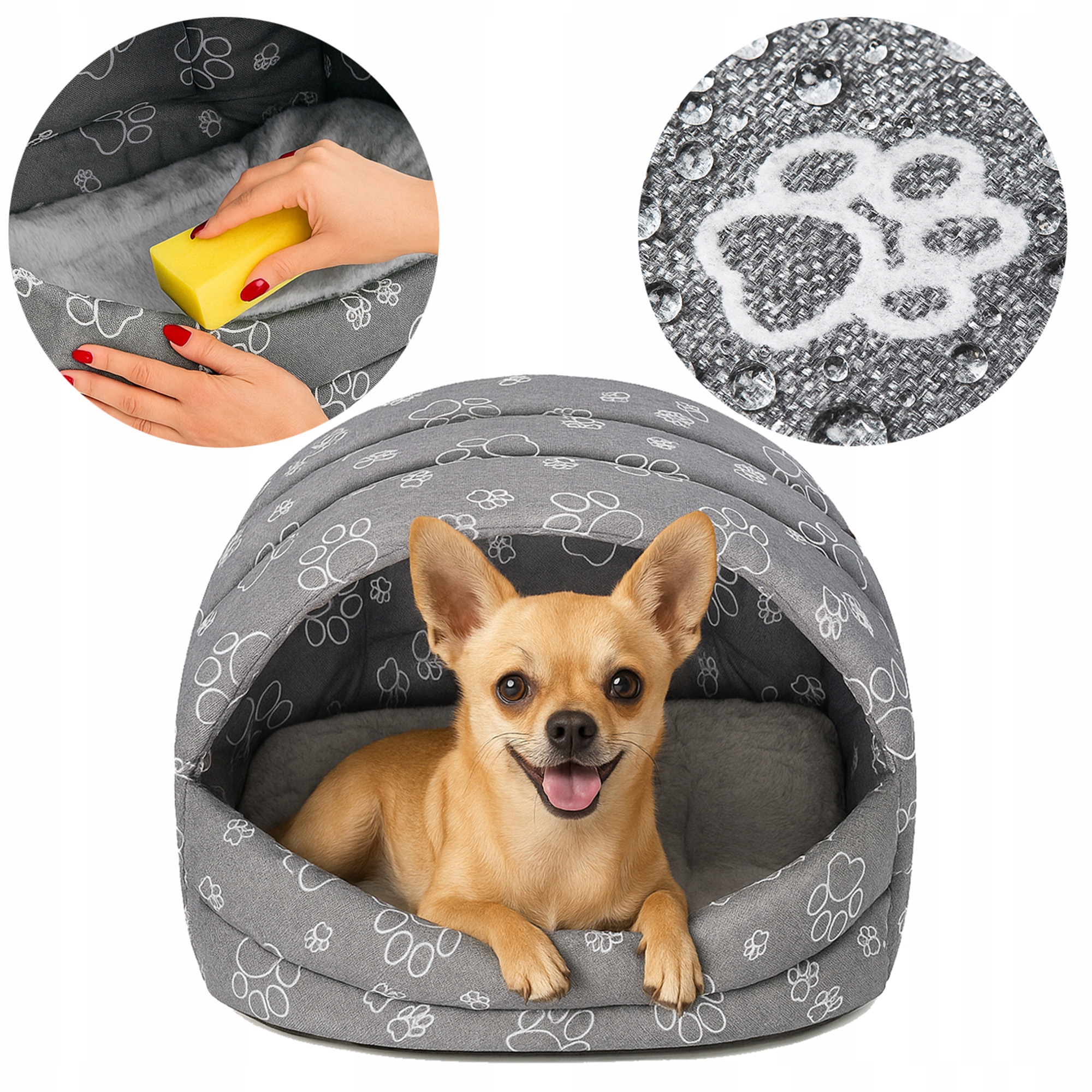 Levně Pelíšek Budka L pro psa a kočku s kožíškem – Claw, útulná měkká bouda