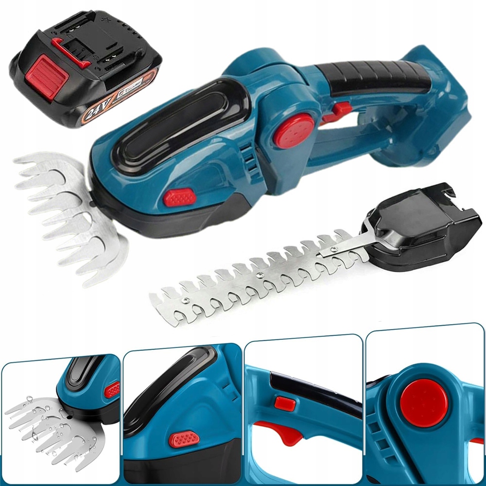 Akumulátorové Nůžky Na Keře A Trávy S Dvojitým Přepínačem 24 V