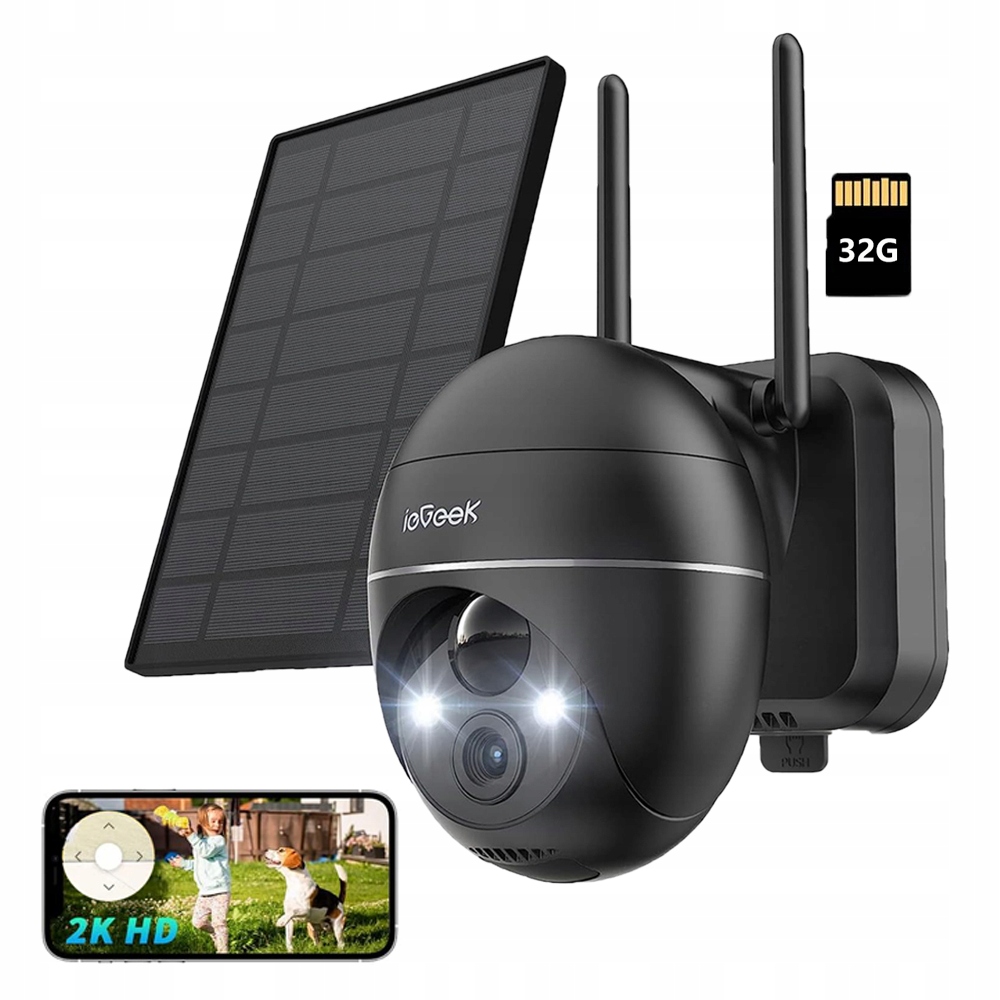 Solární Kamera Wifi 3MP Venkovní Otočná Bezdrátová Ptz S 32G kartou