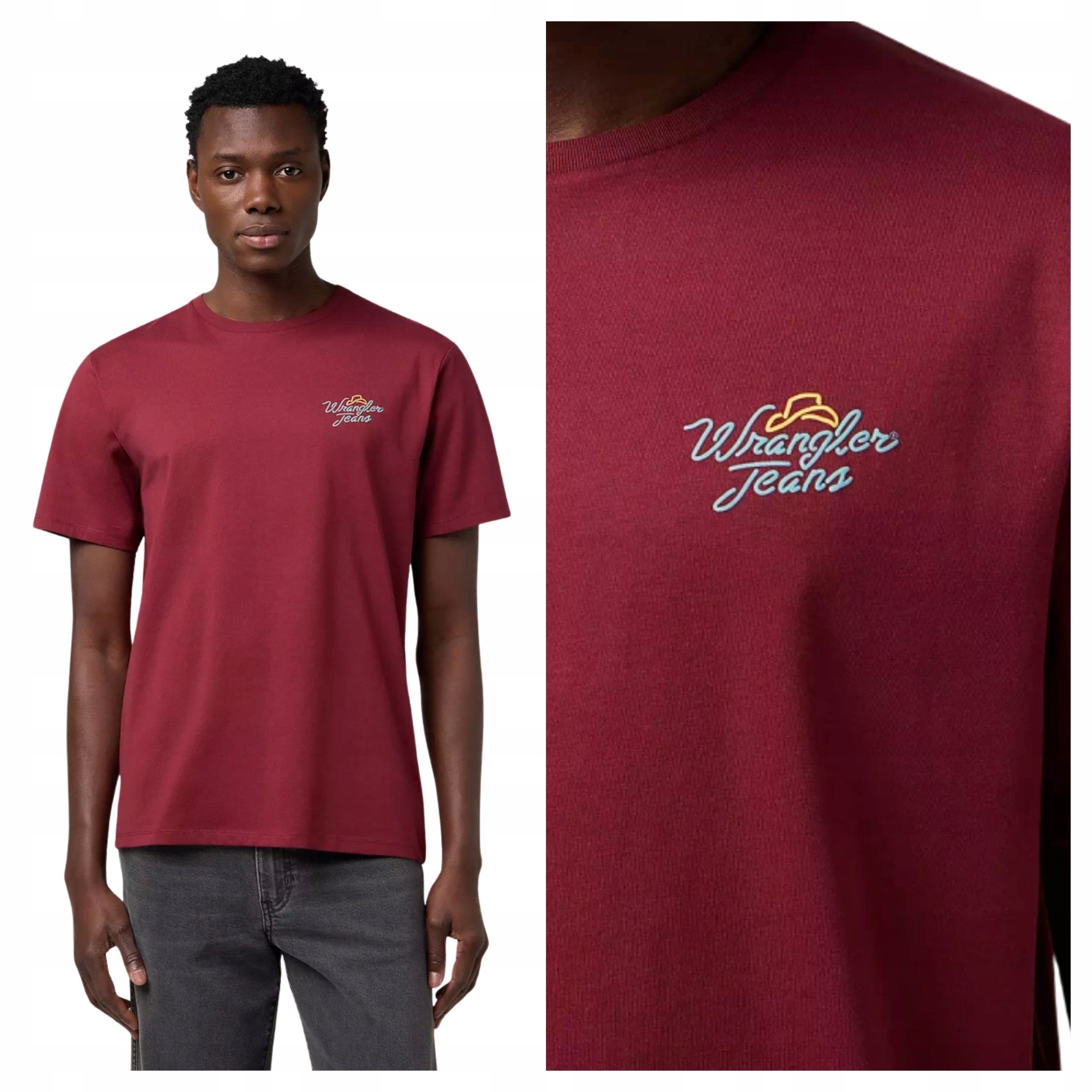 Tričko Pánské Wrangler Graphic Tee Bordó bavlněné tričko L