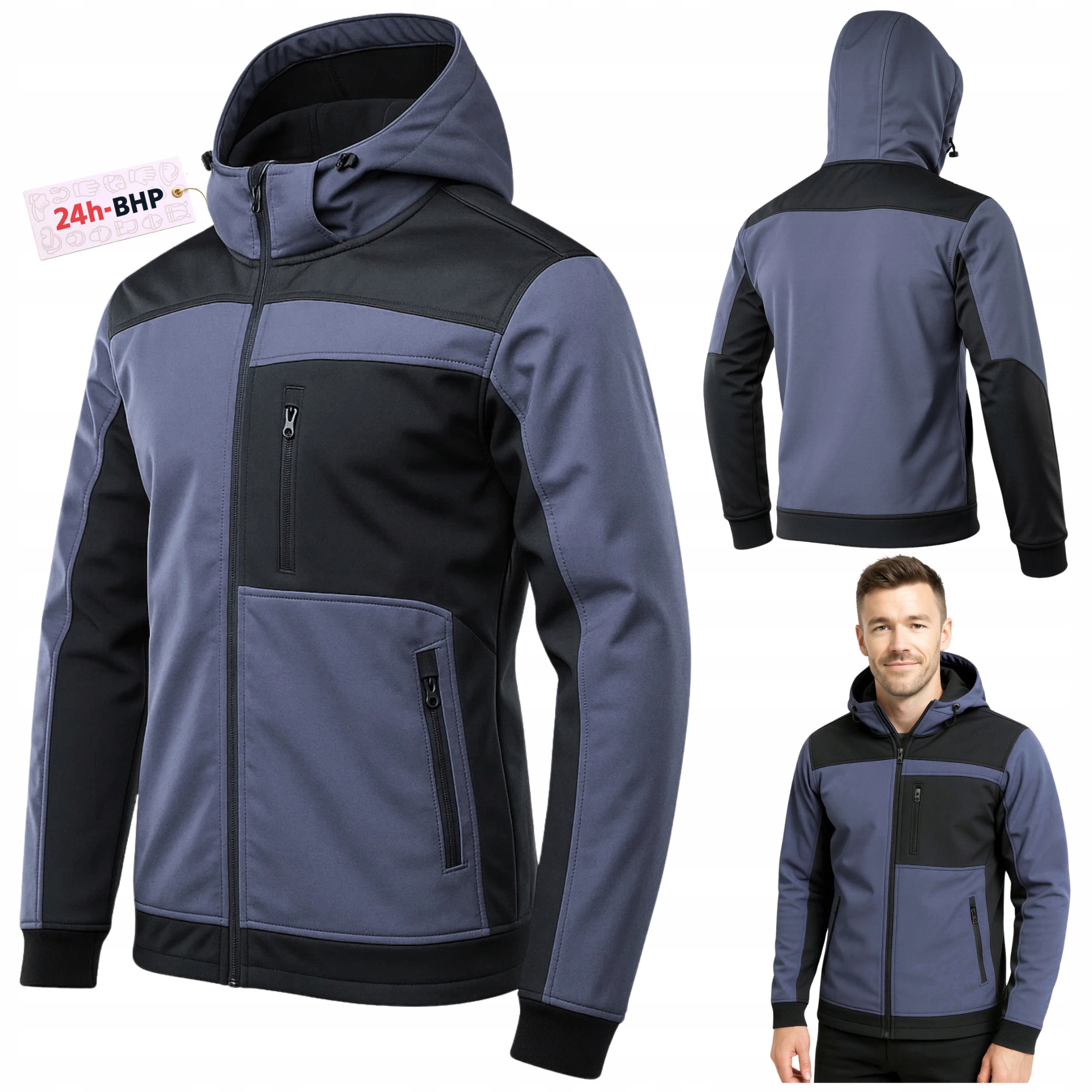 Pracovní bunda Softshell Pracovní Pánská Bozp Ochranná Teplá Fleecová Kapuce