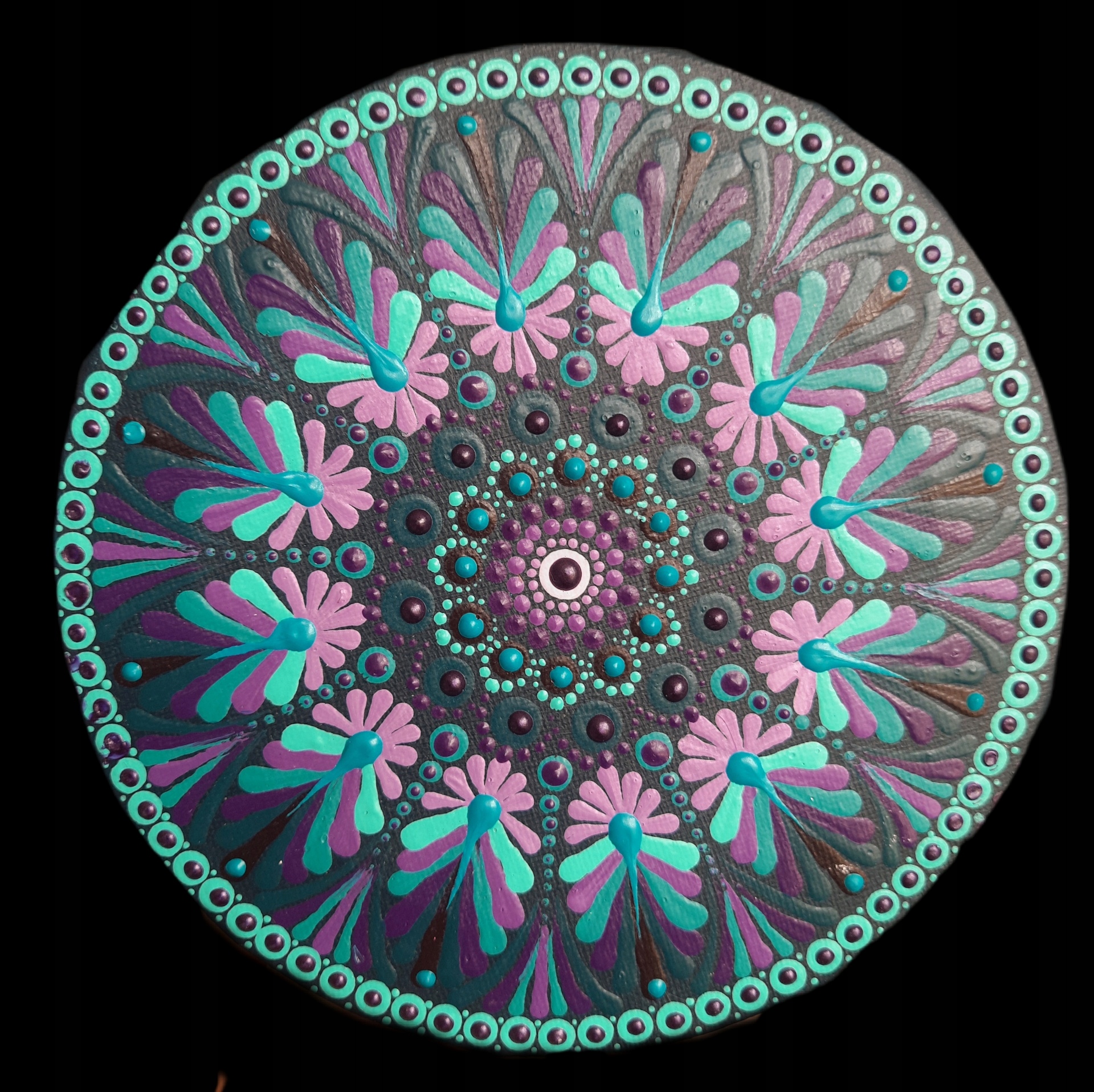 Obraz Mandala „Plovoucí“, Ručně malovaný, 15x15 cm