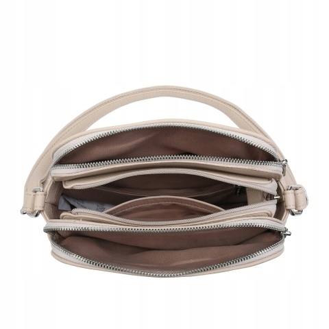 Damska Torebka Listonoszka LUIGISANTO Beżowa Trzykomorowa z Paskiem Kod producenta HS6527