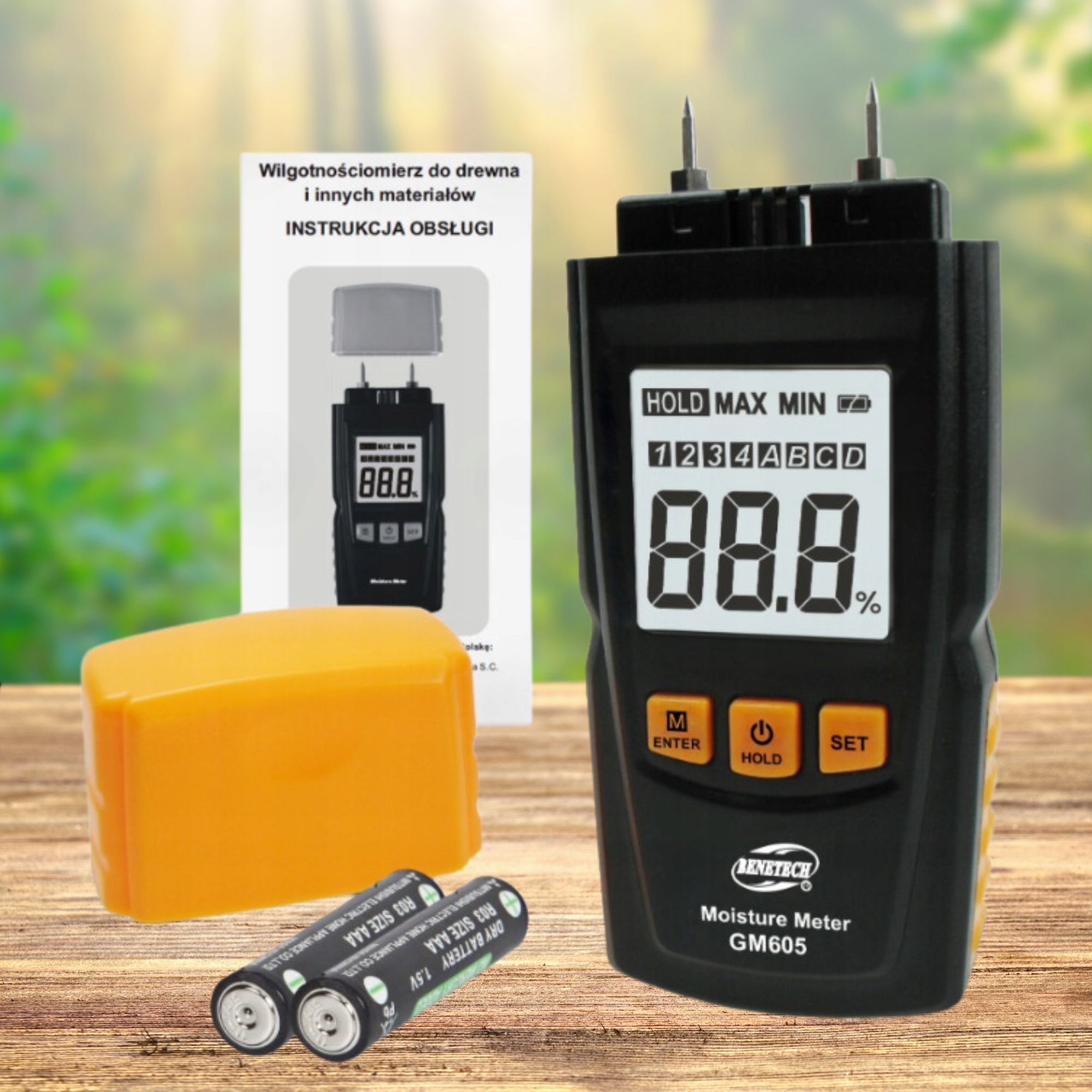 WILGOTNOŚCIOMIERZ DREWNA HIGROMETR MIERNIK WILGOTNOŚCI DRZEWA BETONU CEGŁY Zakres pomiaru 0-12%
