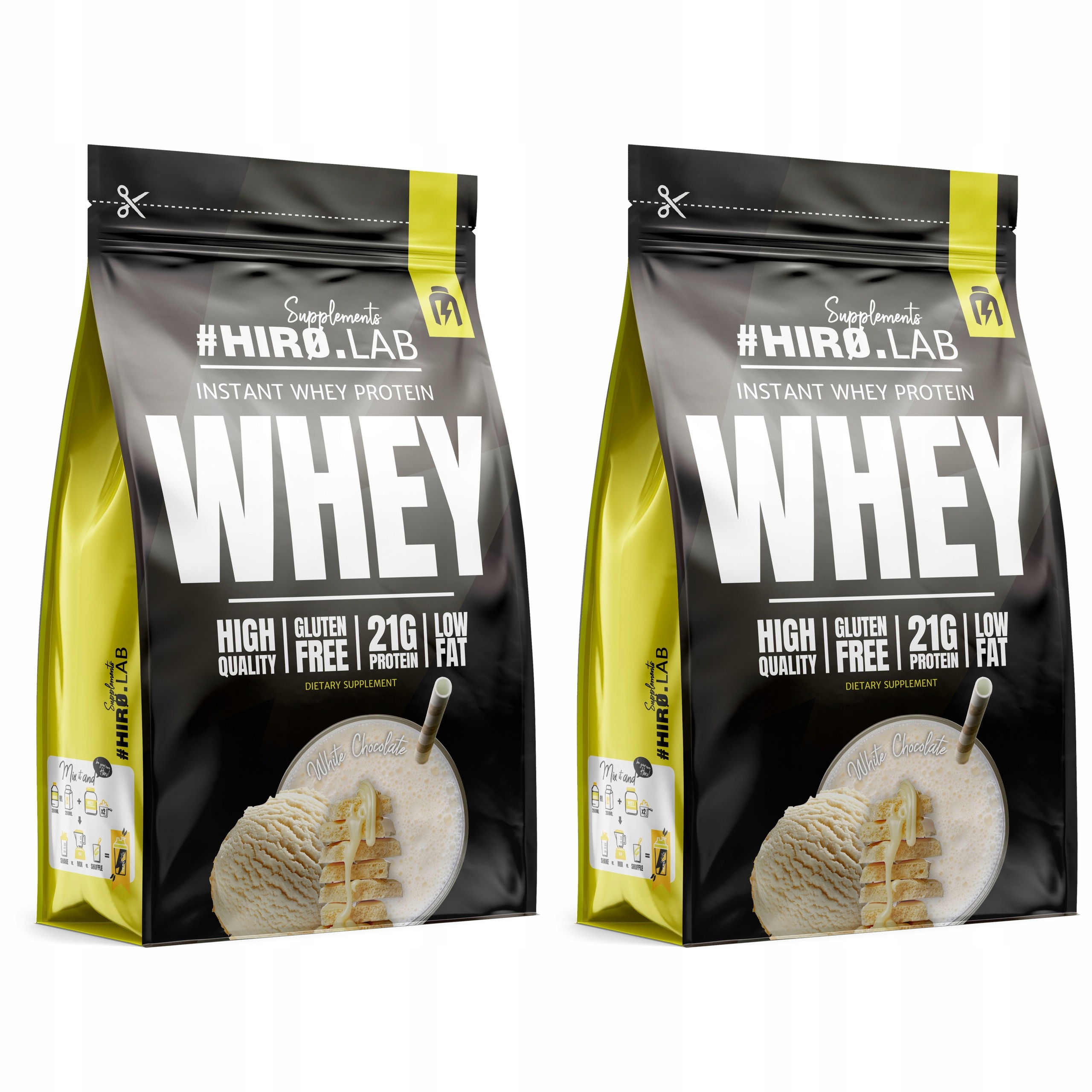 2x Wpc Instant Whey Protein syrovátkový 750 g Bílá Čokoláda Hiro