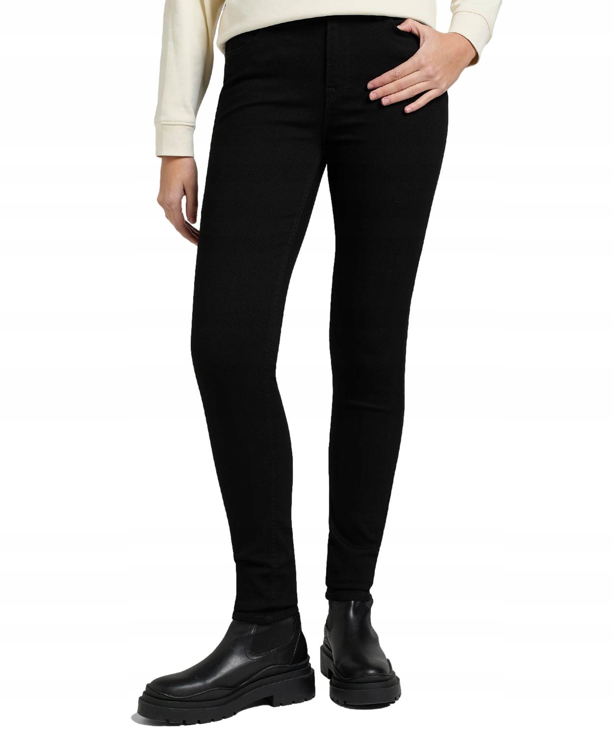 Džíny Lee Scarlett High 112144180 L626SH47 Černé, opláchnuté, velikost 27 délka 31