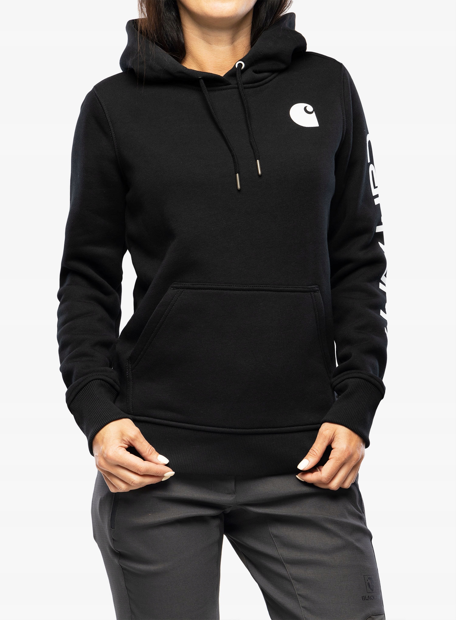 Dámská mikina Carhartt Mikina s kapucí logem a rukávy černá M