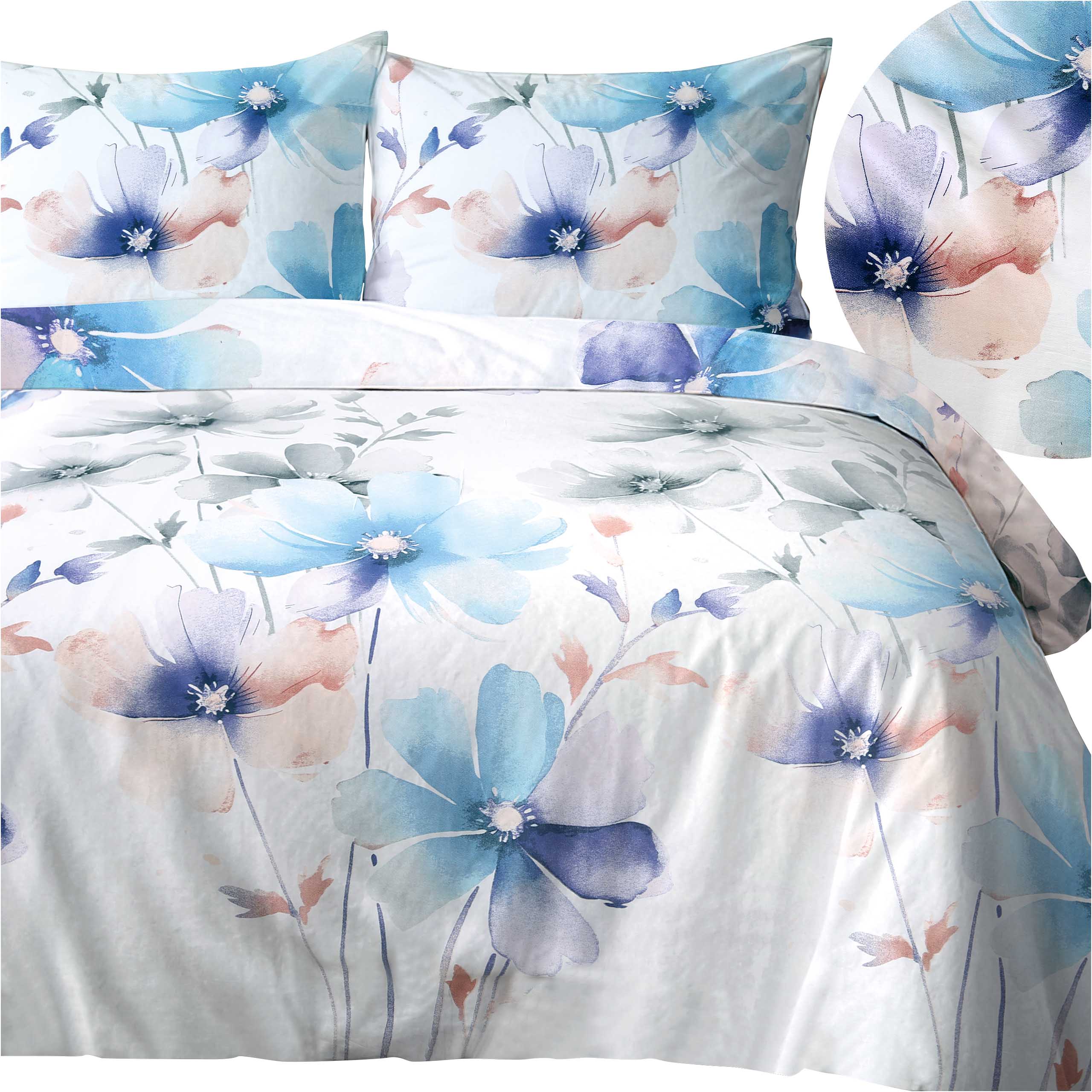 Povlečení bavlněné 220x200, přírodní materiál – jarní vzory