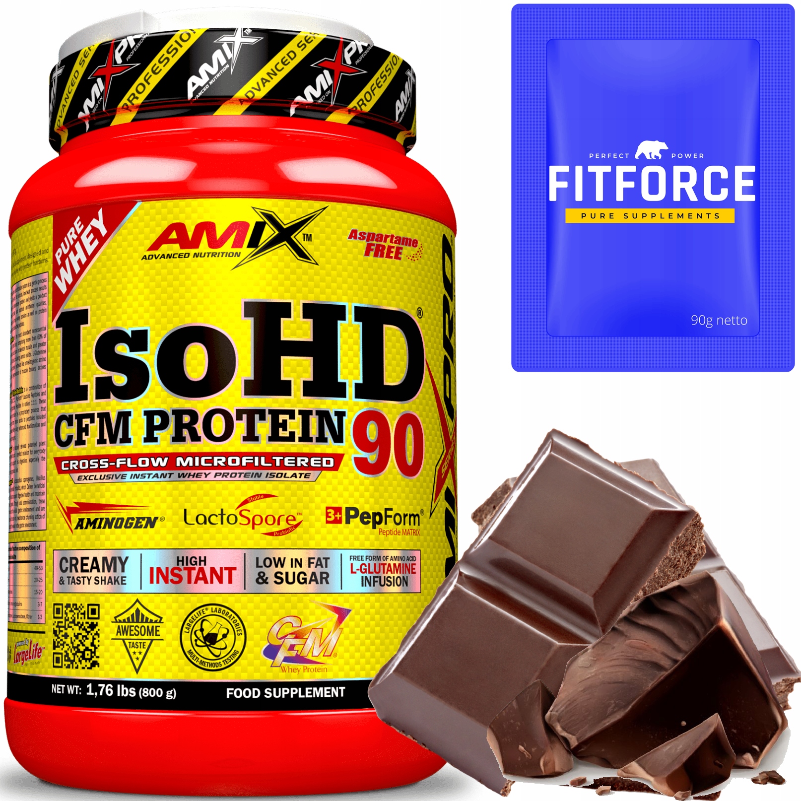 Wpi protein Amix IsoHD 90 Cfm Protein 800 g čokoláda Proteinový izolát bez cukru