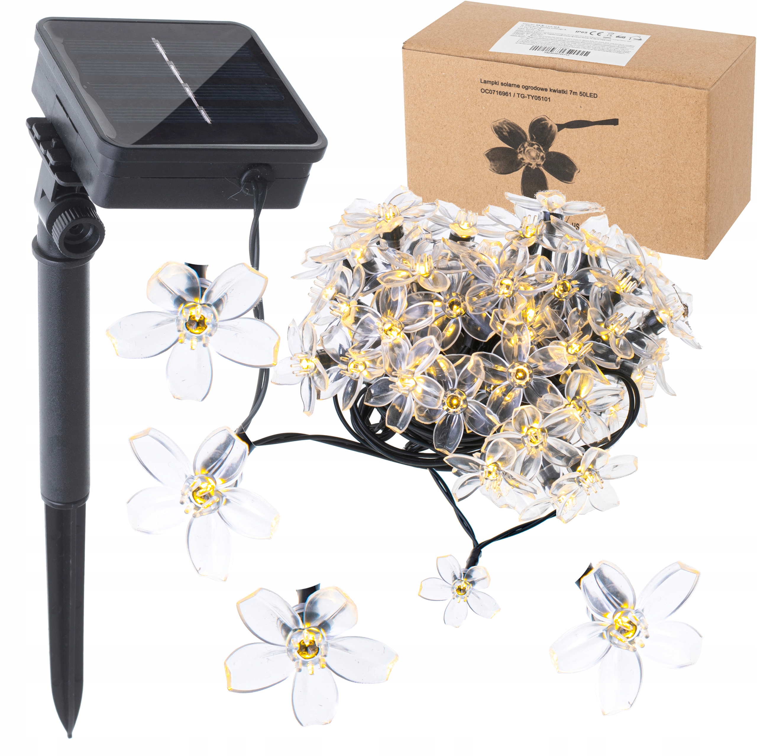 

Lampki Ogrodowe Solarne Kwiatki 7M 50LED Ciepły