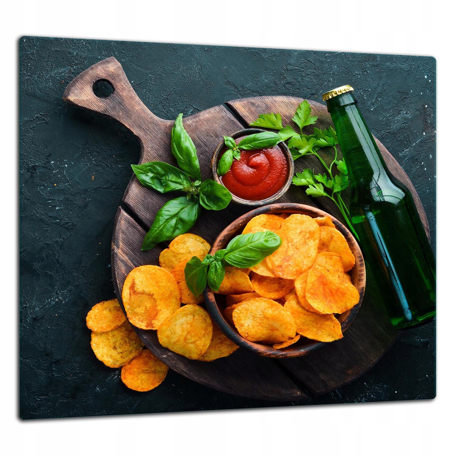 Skleněná Ochranná Deska Panel Lepidlo 65x60 Chipsy