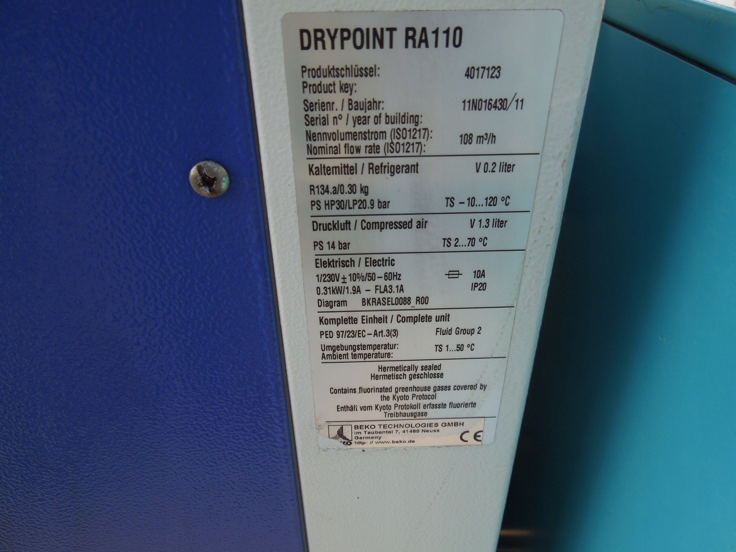 OSUSZACZ ZIĘBNICZY DRYPOINT 1,80m3 !! Zasilanie sieciowe