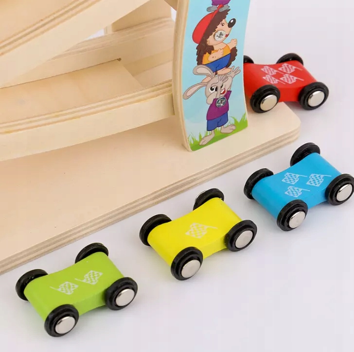 Drewniany Tor Samochodowy Zjeżdżalnia 4 Autka Marka inna