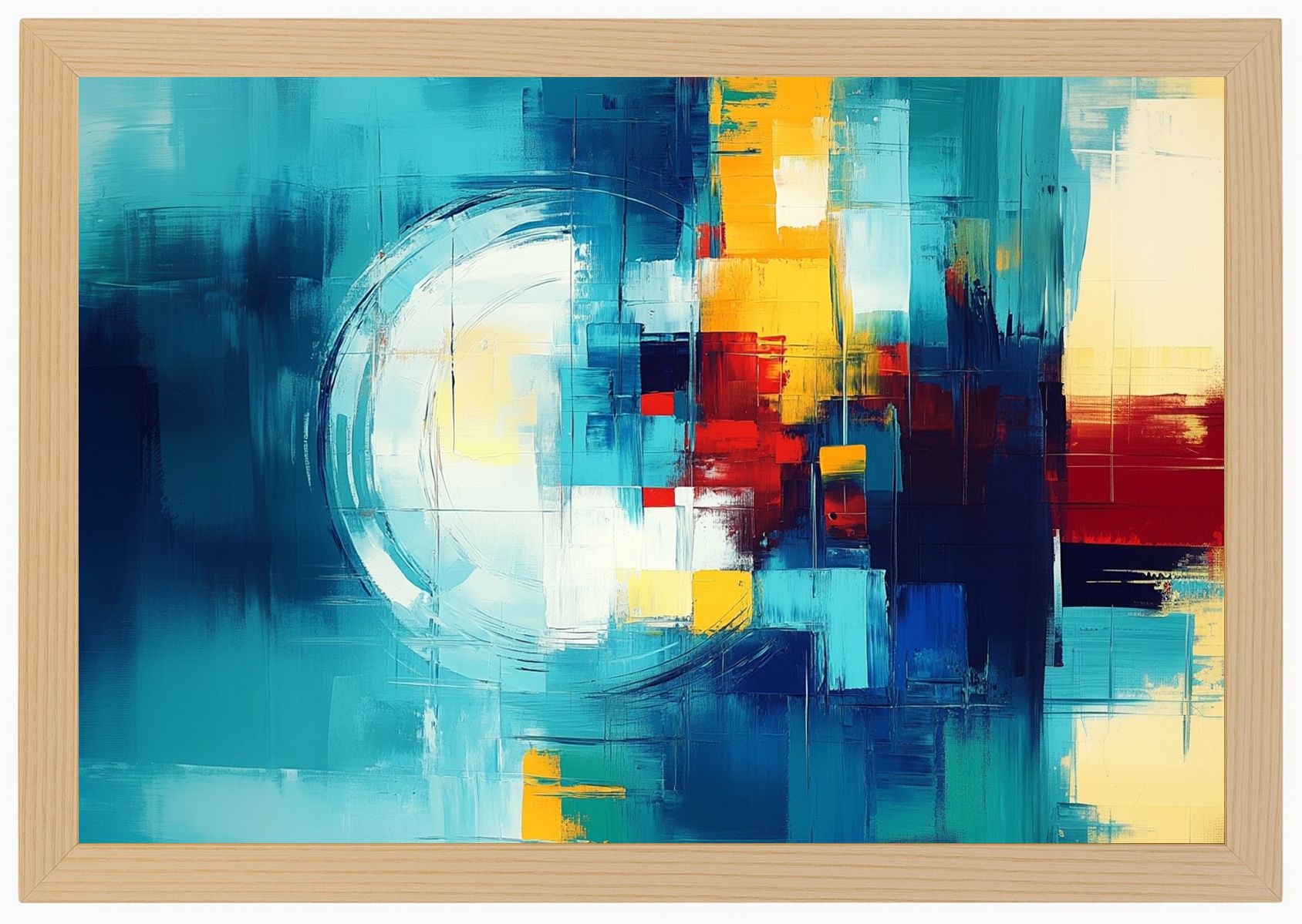 Plakát Rámeček Dřevo Abstrakce Geometrie Kompozice Kolo Barva 93x62