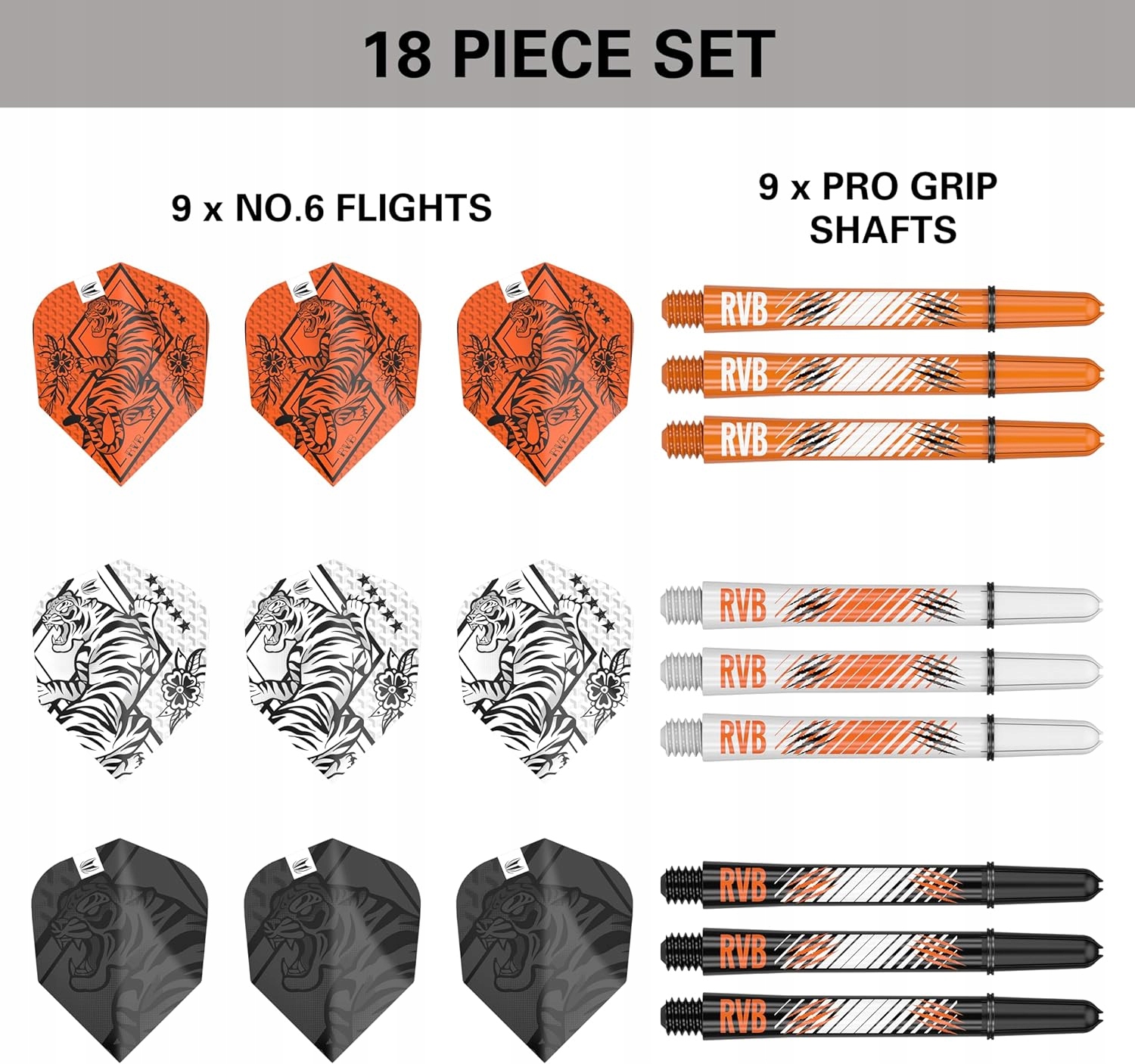 Piórka x 9 szt +gripy Target intermediate x 9 szt Rzutek Do Darta